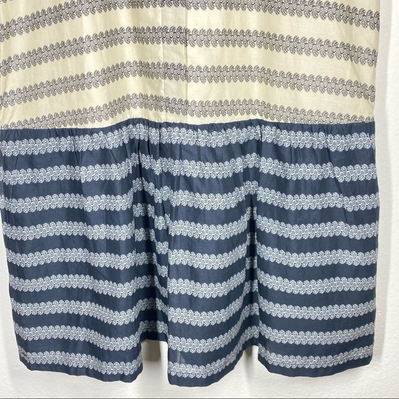 Madewell Dropwaist Trellis Stripe Swing Cotton Dress Black Tan Size Small NWT - Picture 9 of 13